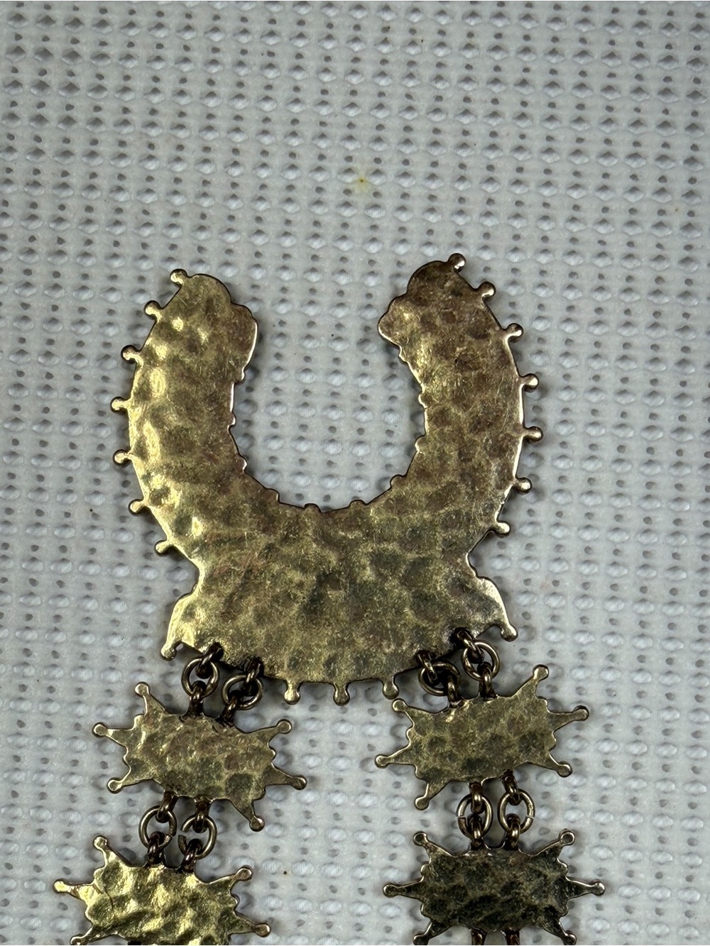 Faux Turquoise Statement Pendant Necklace - Squash Blossom Style - Picture 8 of 16